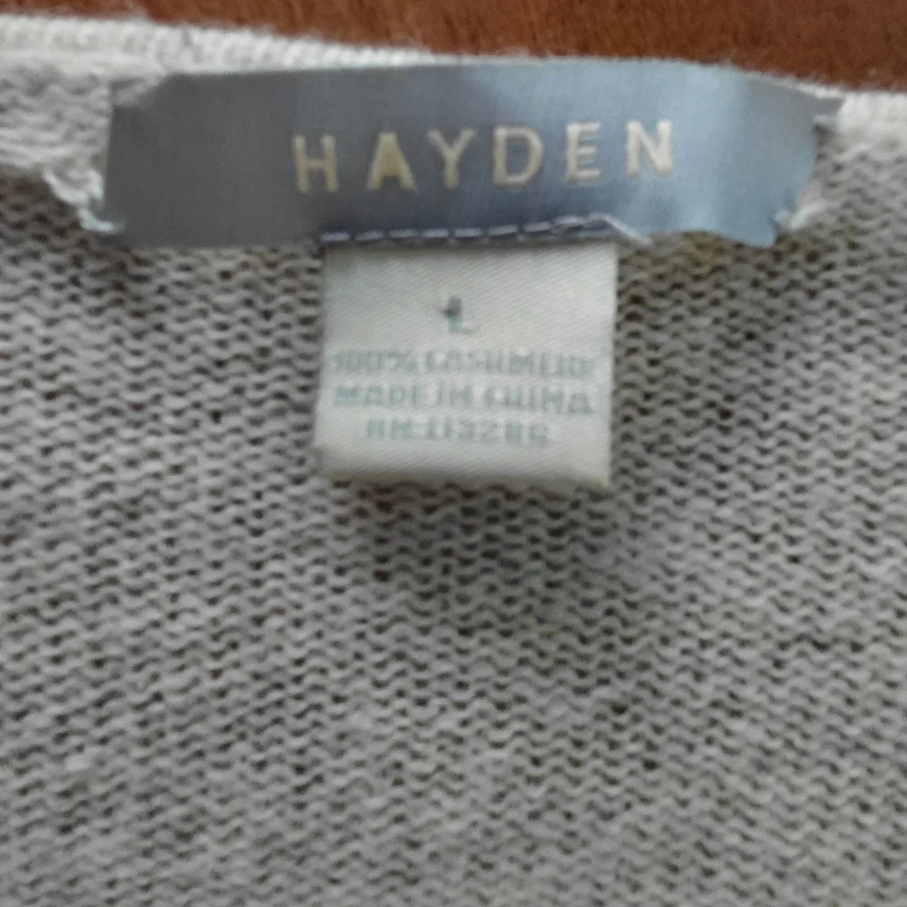 Hayden 100% Cashmere Waterfall Drapey Oatmeal Cream Ultra Light Cardigan - Picture 3 of 4